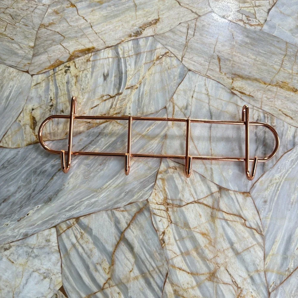 Copper 3 Hook Wall Mounted Key Holder Organizer Rack Entryway Storage